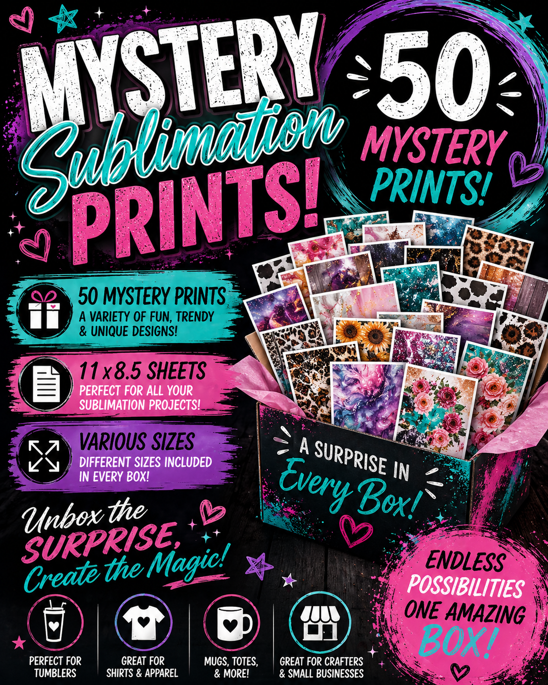50 Sublimation Mystery Prints