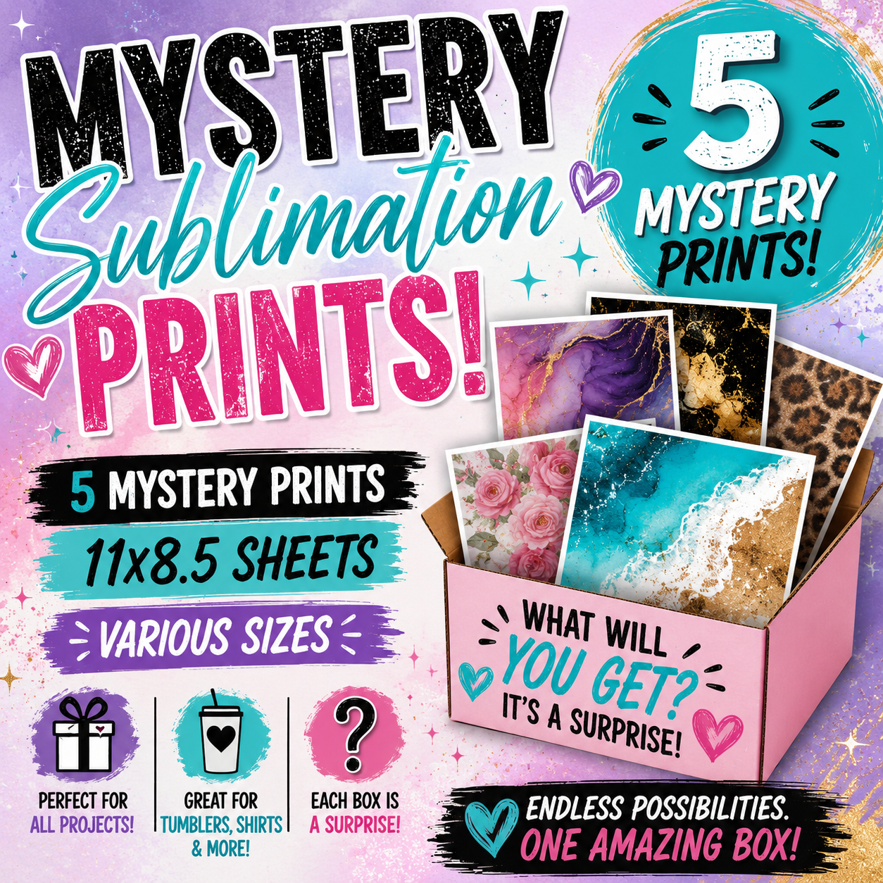 5 Mystery Sublimation Prints