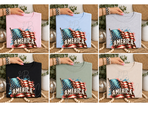 Adult “America” American Flag Tee